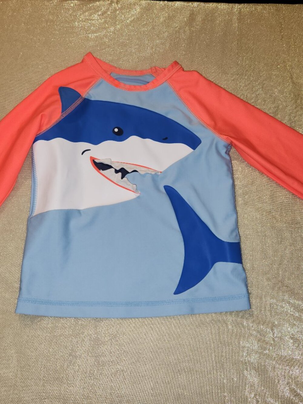 Baby Gap Toddler Shark Swim Shirt 2T Long Sleeve Blue Orange Beach